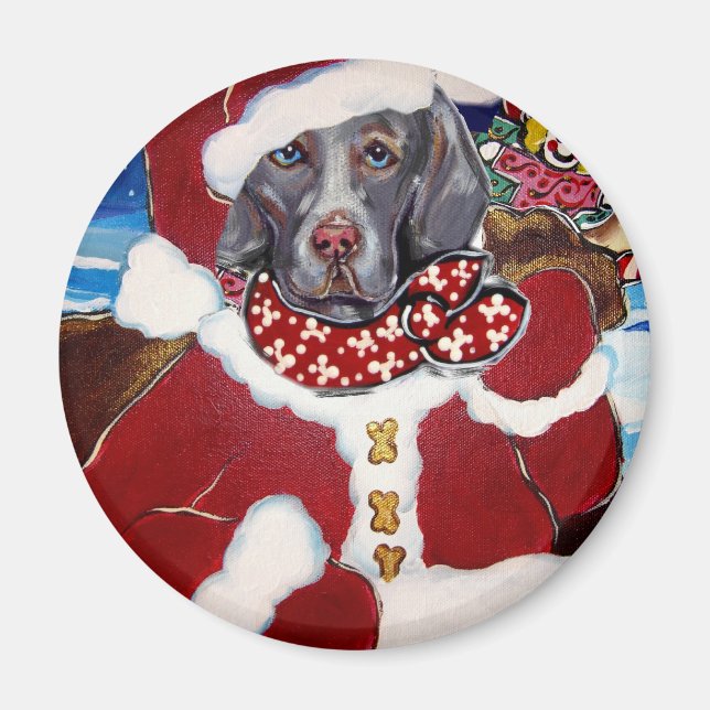 Imán Weimaraner Santa (Frente)