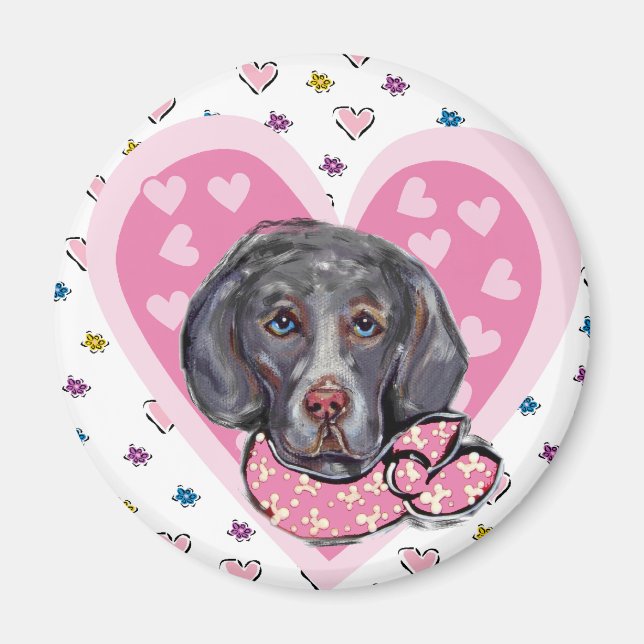 Imán Weimaraner Valentine (Frente)