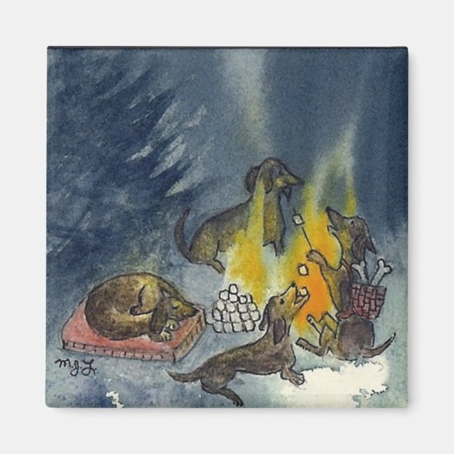 Imán Weiner Dogs Camp Out (Frente)