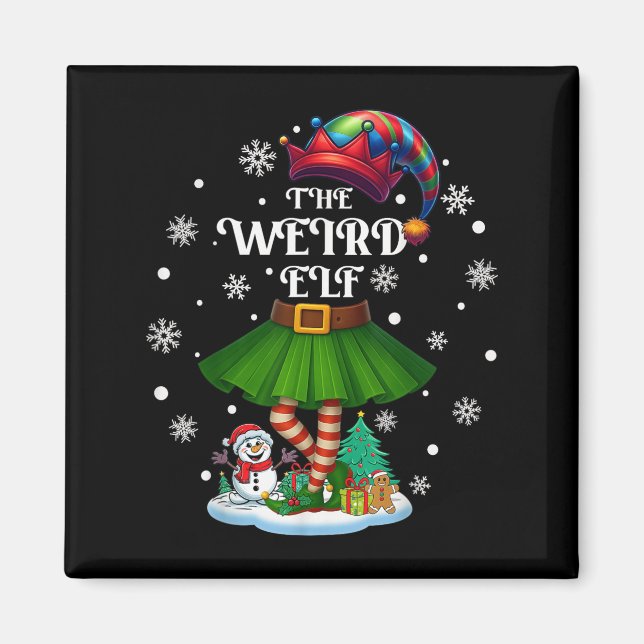 Imán Weird Elf Squad Xmas Women Girls Mom Christmas Fam (Frente)