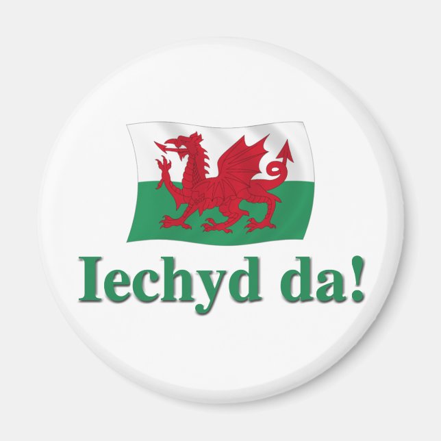 Imán Welsh Iechyd da (¡Salud!) (Frente)