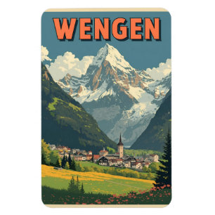 Imán WENGEN vintage esquí Suiza Alpes suizos regalos