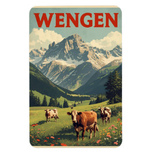 Imán WENGEN vintage esquí Suiza Alpes suizos regalos