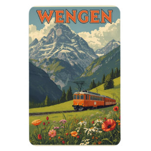 Imán WENGEN vintage esquí Suiza Alpes Suizos regalos