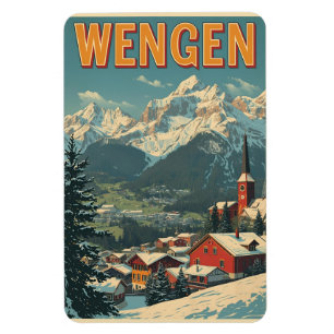Imán WENGEN vintage esquí Suiza Alpes suizos regalos