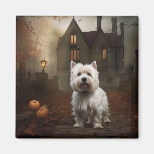 Imán West Highland White Terrier Halloween Aterrador