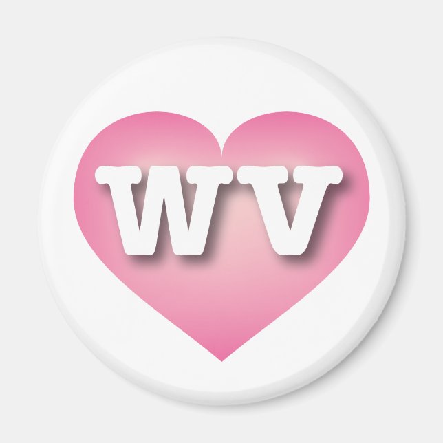 Imán West Virginia Pink Fade Heart - Me encanta WV (Frente)