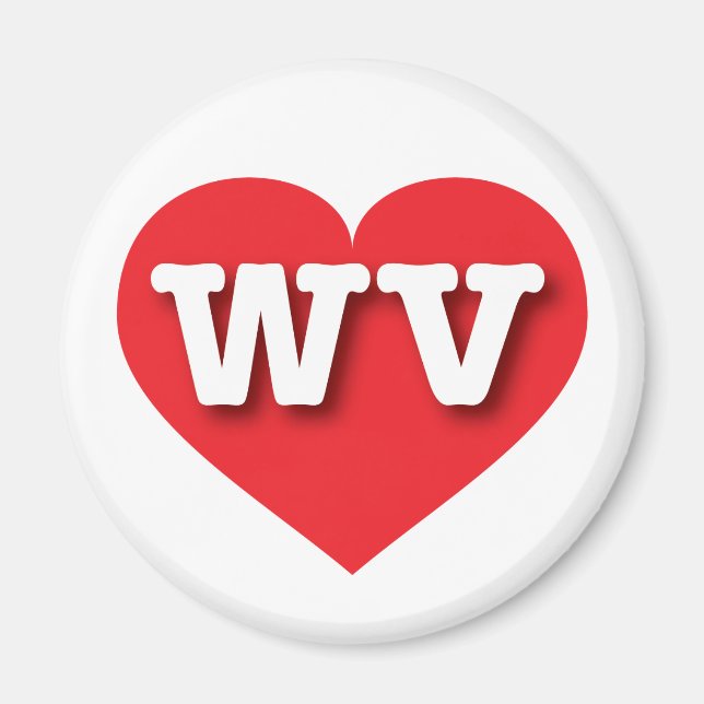 Imán West Virginia Red Heart - Me encanta WV (Frente)