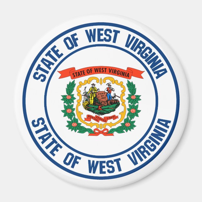 Imán West Virginia Round Emblem (Frente)