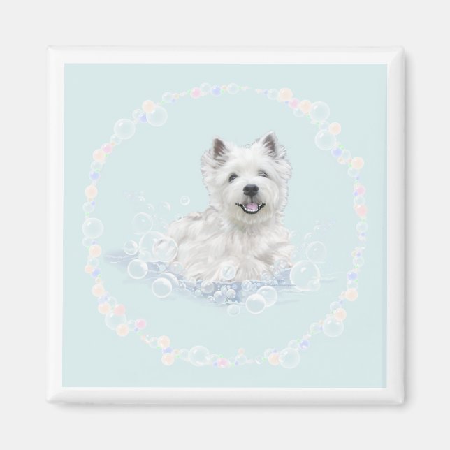 Imán Westie Bath Time Fun (Frente)