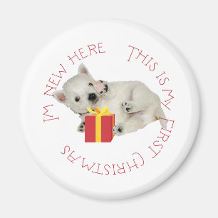 Imán Westie Cachorro Primera Navidad
