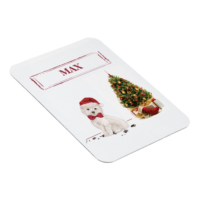 Imán Westie Divertido Perro de Navidad con Árbol (Lado Derecho)