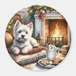 Imán Westie Navidades Scene Magnet