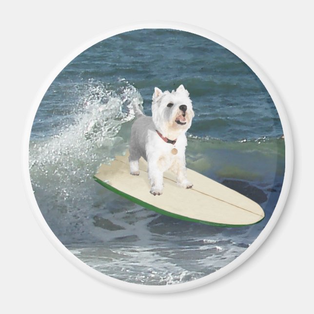 Imán Westie Surfista (Frente)