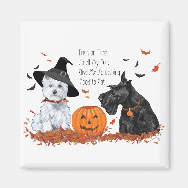 Imán Westie y Scottie Halloween (Frente)