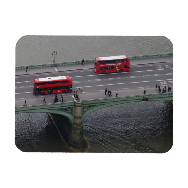 Imán Westminster Bridge & Buses 3"x4" Magnet (Horizontal)