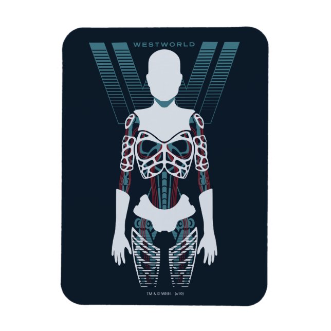 Imán Westworld | Android Skeleton Over Logo (Vertical)