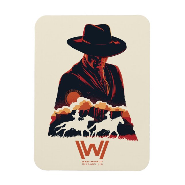 Imán Westworld | Hombre con silueta del desierto negro (Vertical)