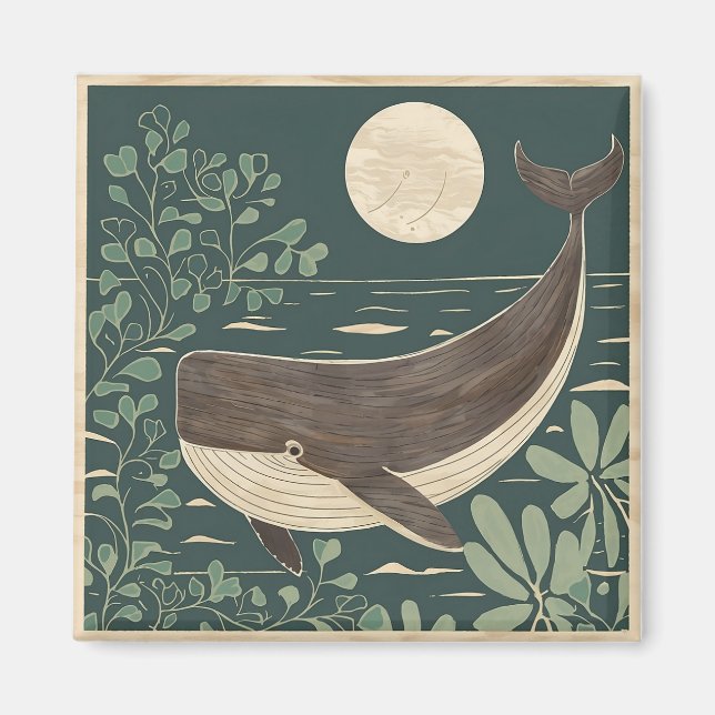 Imán Whale de Woodblock en Japón (Frente)