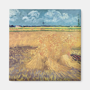 Imán Wheatfield con las gavillas, 1888 de Vincent van
