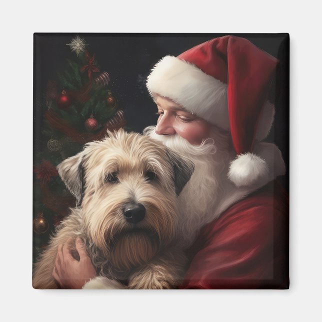 Imán Wheaton Terrier con Santa Claus Navideño (Frente)