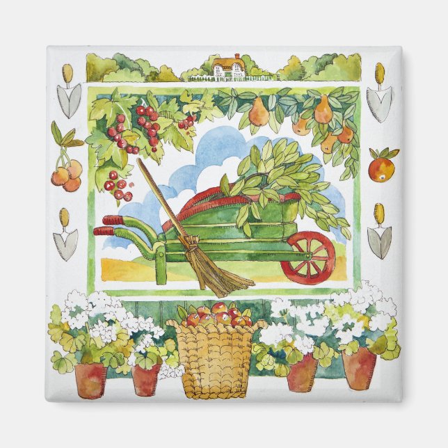 Imán Wheelbarrow - jardín en torno al 2012 (Frente)