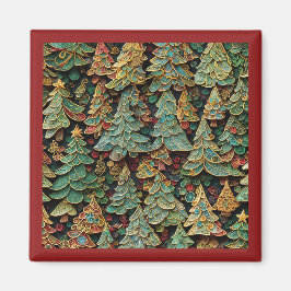 Imán Whimsey de los bosques de árboles de Navidad