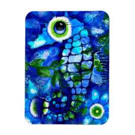 Imán Whimsical Abstract Seahors Blue Verde azulado Gree
