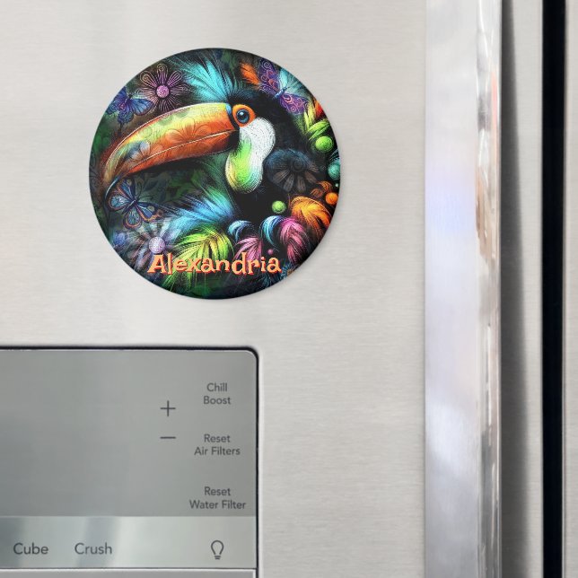 Imán Whimsical Abstract Toucan Bird Personalized (In situ (nevera))