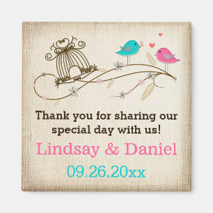 Imán Whimsical Birds in Love Wedding Favor Magnet