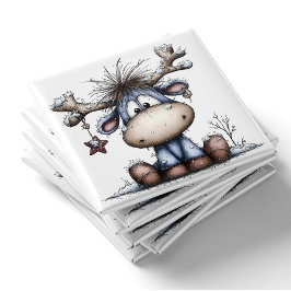 Imán Whimsical Blue Baby Reindeer Christmas Magnet