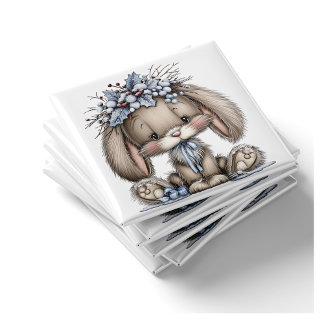 Imán Whimsical Bunny Blue Christmas Magnet