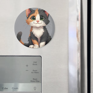 Imán Whimsical Calico Kitten con Cattitude