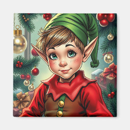 Imán Whimsical Cartoon Elf | Christmas