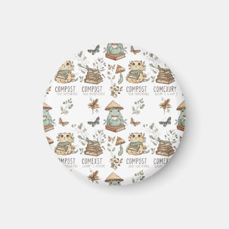 Imán Whimsical "Compost Your Expectations" Frog & Cat P