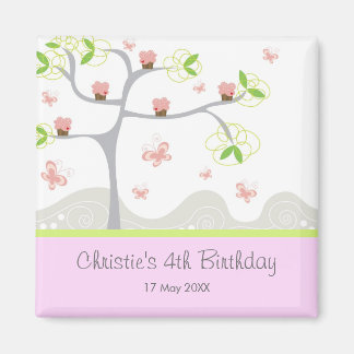 Imán Whimsical Cupcakes Tree Butterflies Dulce Cumpleañ
