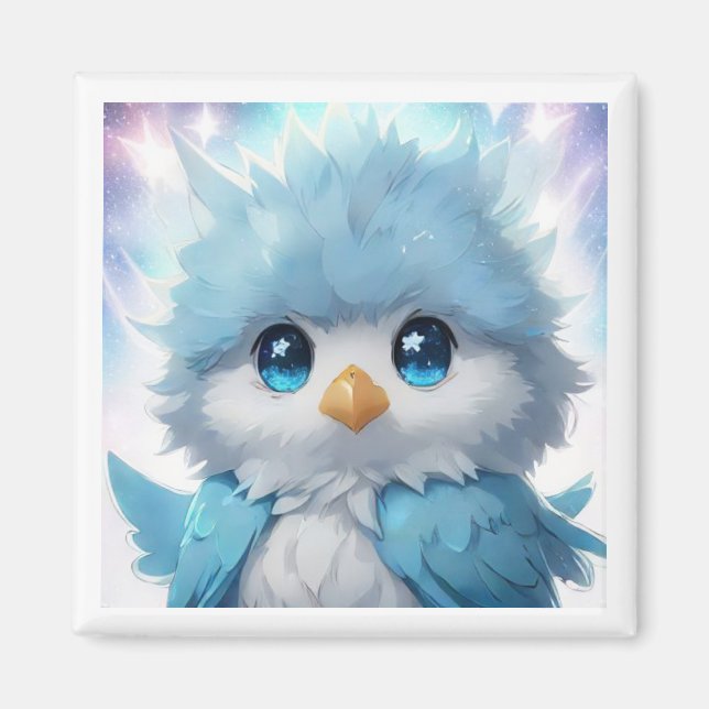 Imán *~* Whimsical Cute Kawii Blue Bird AP54 Art (Frente)