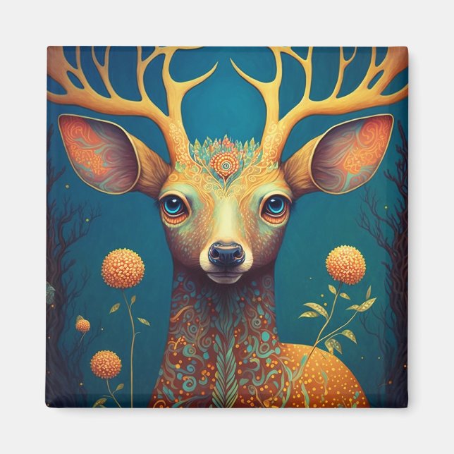 Imán Whimsical Deer Fantasy Art (Frente)