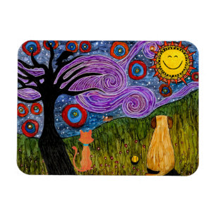 Imán Whimsical Dog and Cat Starnight Night Mouse Pad