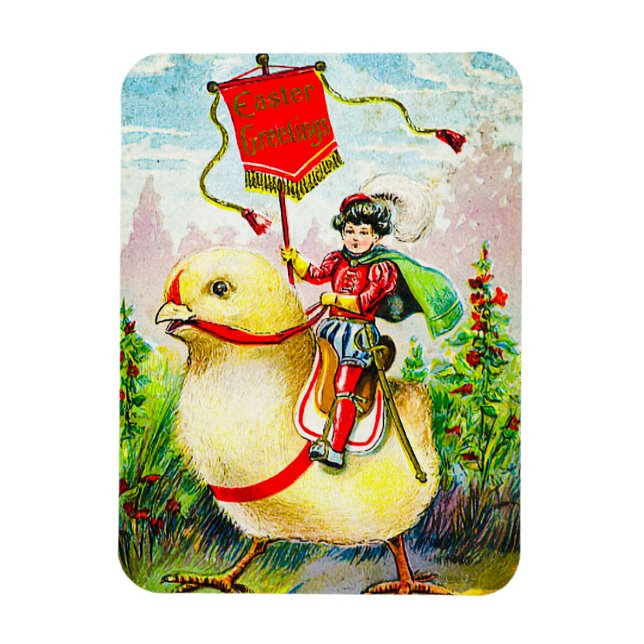 Imán Whimsical Easter Greetings: Sobre el polluelo giga (Vertical)