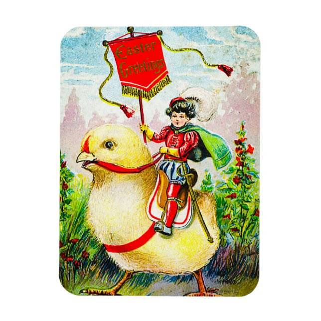 Imán Whimsical Easter Greetings: Sobre el polluelo giga (Vertical)