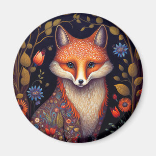 Imán Whimsical Fox Woodland Fantasy Art