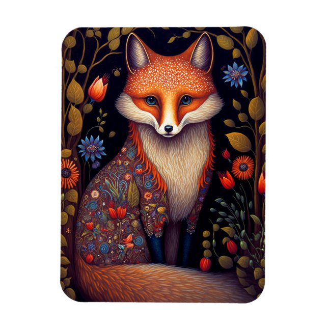 Imán Whimsical Fox Woodland Fantasy Art (Vertical)