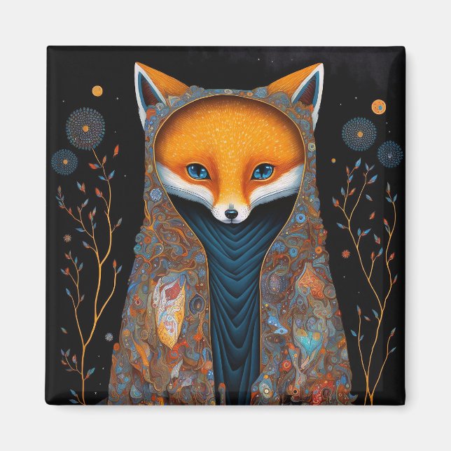 Imán Whimsical Fox Woodland Fantasy Art Magnet (Frente)