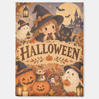 Imán Whimsical Halloween Witch & Friends Magnet
