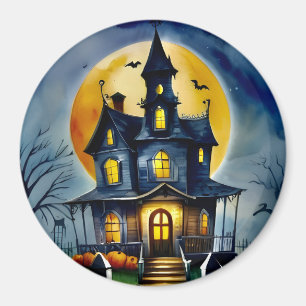 Imán Whimsical Hauned House Circle Magnet