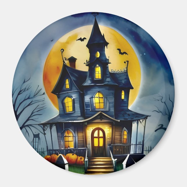 Imán Whimsical Hauned House Circle Magnet (Frente)