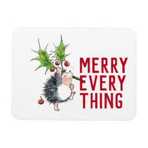 Imán Whimsical Hedgehog Merry Everything Navidades