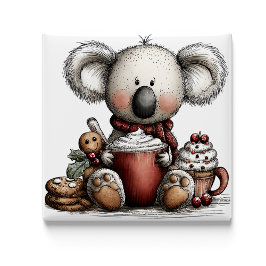 Imán Whimsical Koala Hot Chocolate Christmas Magnet