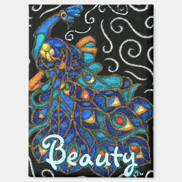 Imán Whimsical Peacock Chalk Pastel Bird Personalizado